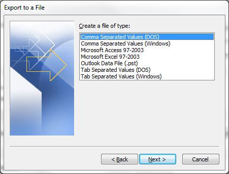 Outlook 2010 Export to a file