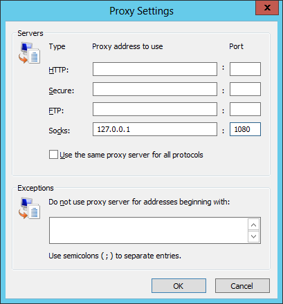 IE proxy settings