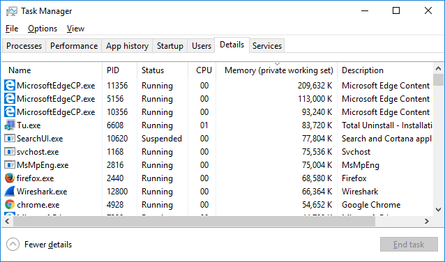 Task Manager Details - no
memory issue