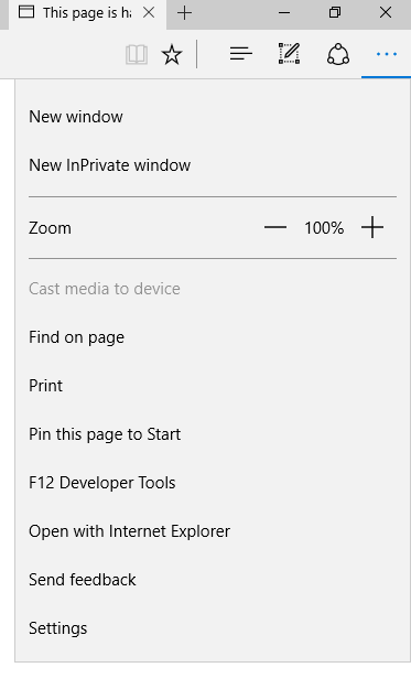 Microsoft Edge - 3 dots options