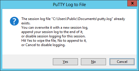 PuTTY log exists