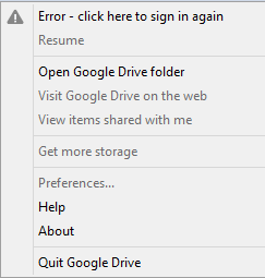 Google Drive sign in again