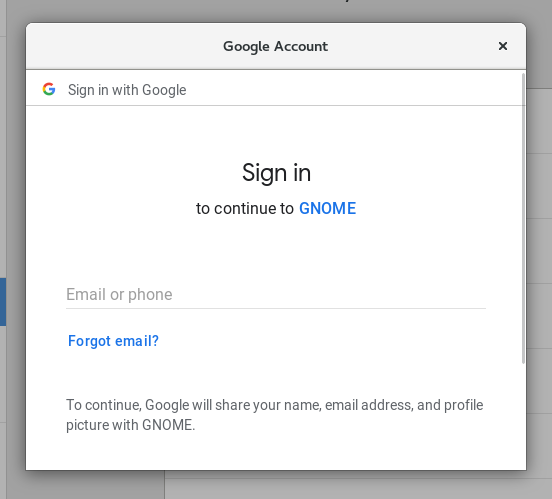 Online Accounts - Google sign in