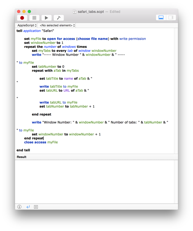 Script Editor - safari_tabs.scpt