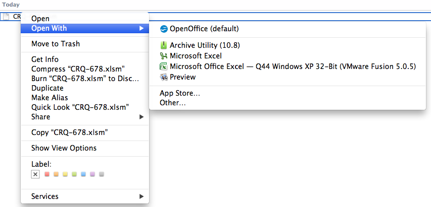 Open with OpenOffice (default)