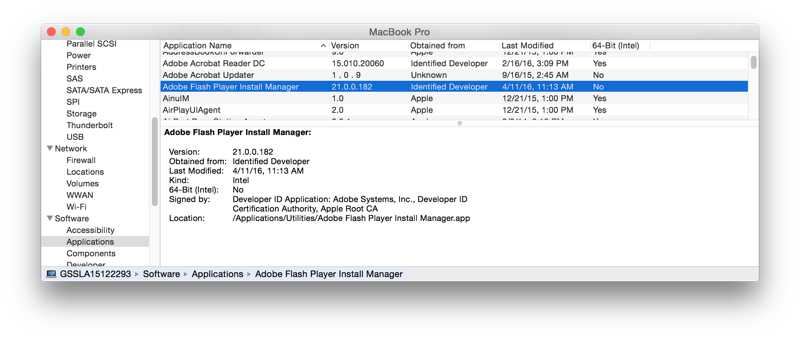 Adobe Flash Player Install
Manager info