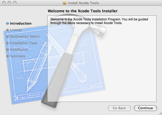 Welcome to the Xcode Tools Installer