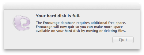 Entourage - Your hard disk is full