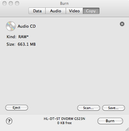 OS X Burn save CD