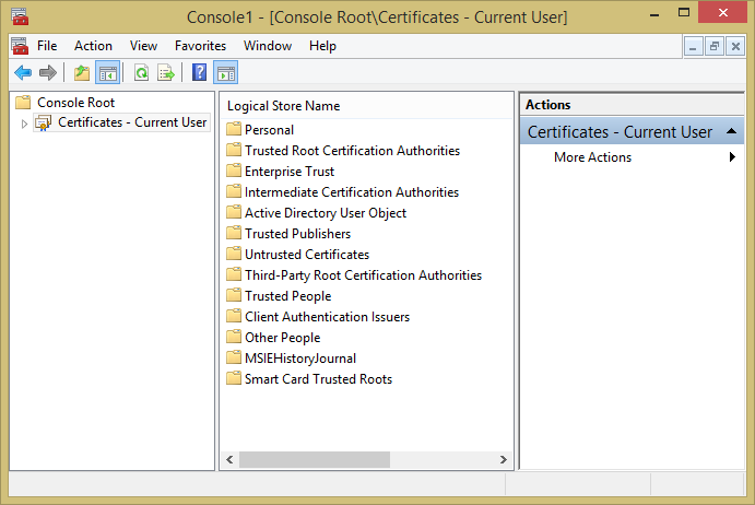 Root Certificates - Current User