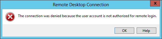 User account is not
authorized for remote login