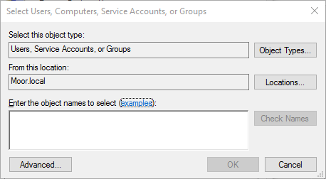Select Users, Computers, Service Accounts,
or Groups