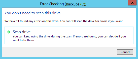 Error checking for drive