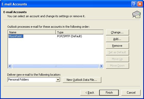 Outlook 2000 select e-mail
account