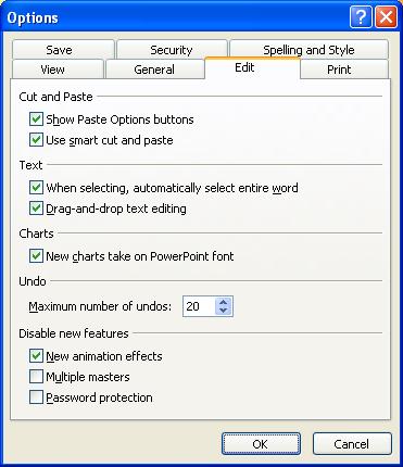 New animation effects setting