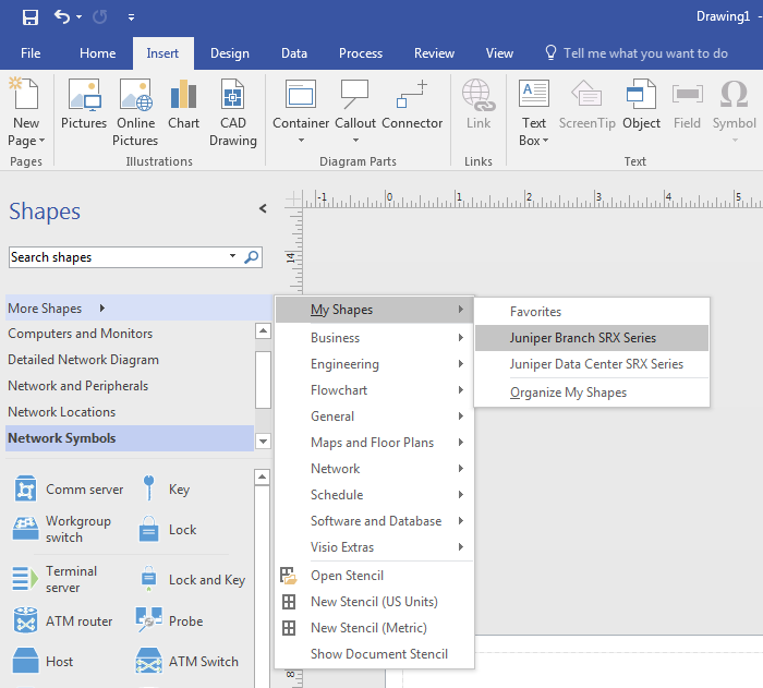 Using Downloaded Visio Stencils With Visio 16