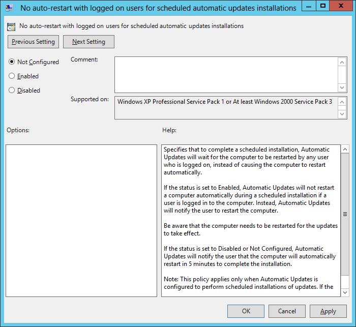 No auto-restart not 
configured