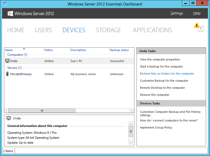 Windows Server 2012 Devices