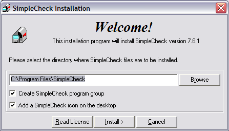 SimpleCheck installation 
options