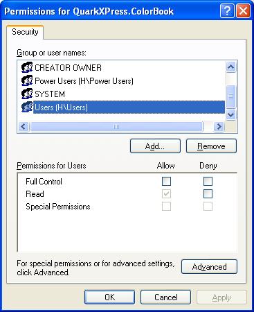 Registry permissions on HKEY_CLASSES_ROOT QuarkXPress keys for users