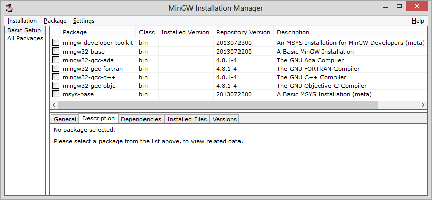 MinGW Installation Manager
