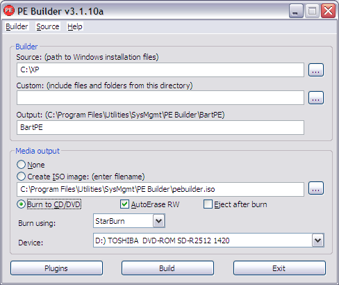 BartPE Burn to CD