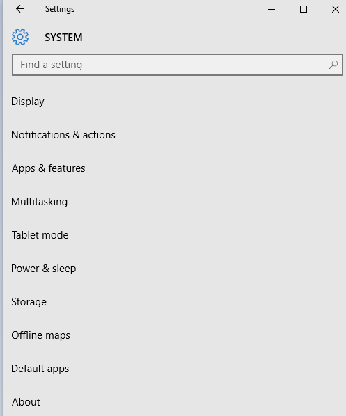 Windows 10 system settings