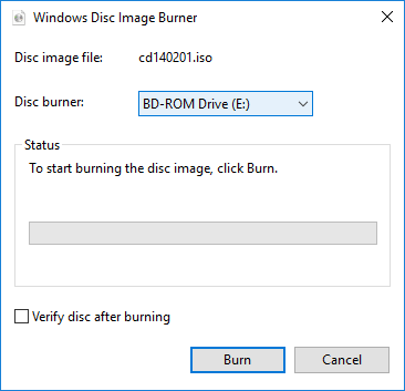 Windows Disc Image Burner