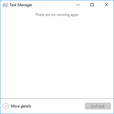 Task Manager - no running apps