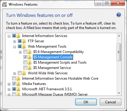 Windows Features - IIS Management
Console