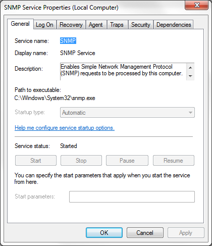 SNMP Services Properties