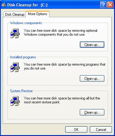 Disk Cleanup - More Options