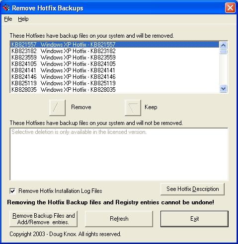 Windows XP - záloha Service Pack odstránenie + iné