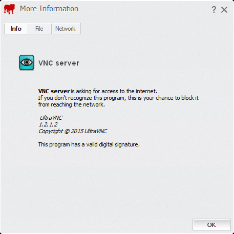 BullGuard VNC server info