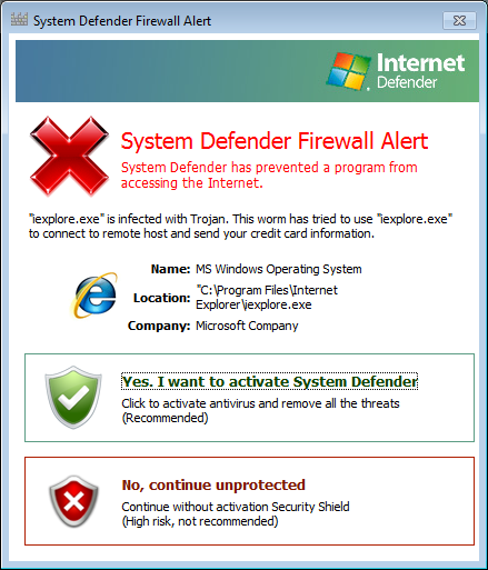 System Defender Firewall Alert