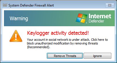 System Defender keylogger detected