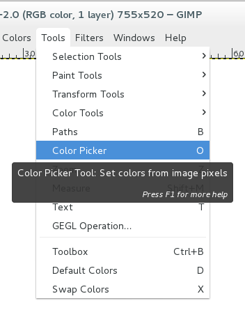 GIMP - Tools/Color Picker menu option