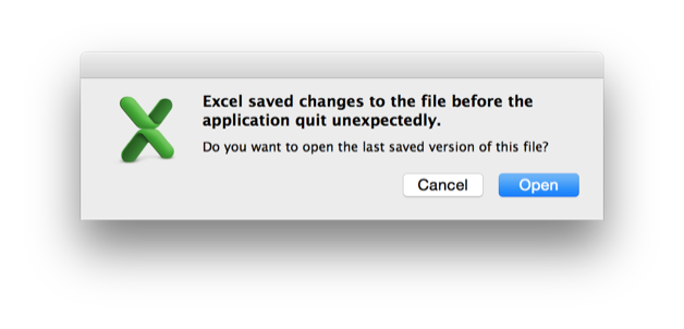 Excel 2011 saved changes