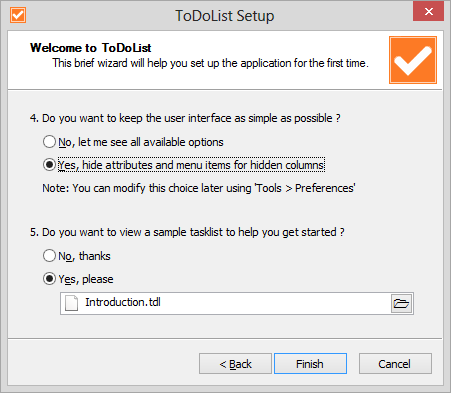 ToDoList setup user interface