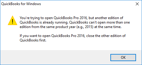 Another edition of QuickBooks
running