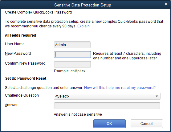 QB Sensitive Data Protection
Setup