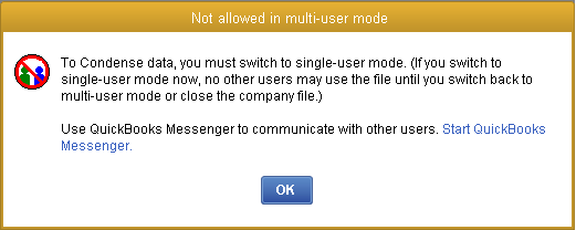 Condense not allowed in multi-user
mode