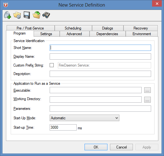 FireDaemon Pro New Service 
Definition
