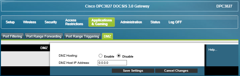 Cisco DPC3827 DMZ