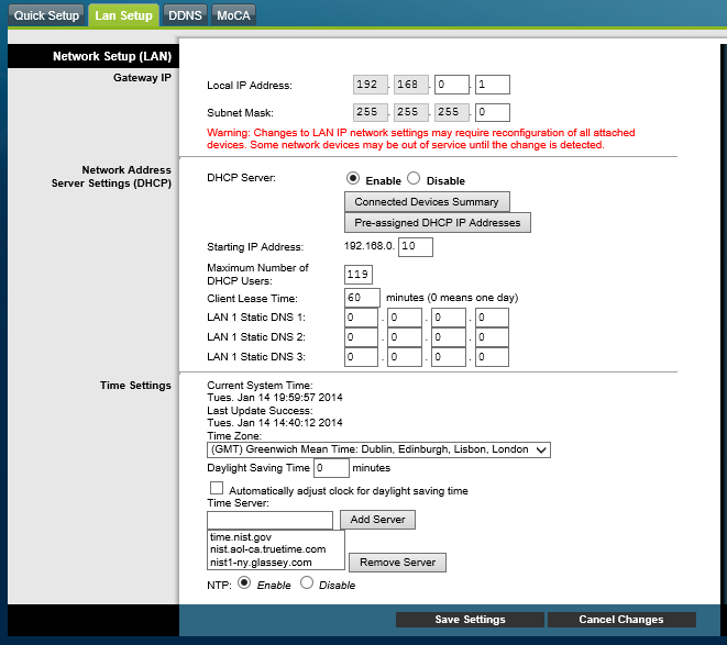 Cisco DPC3827 LAN Setup