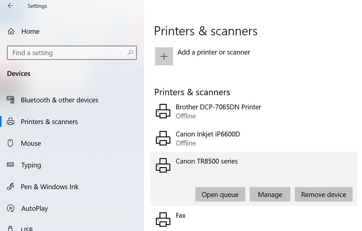 Printers and Scanners - TR8500
