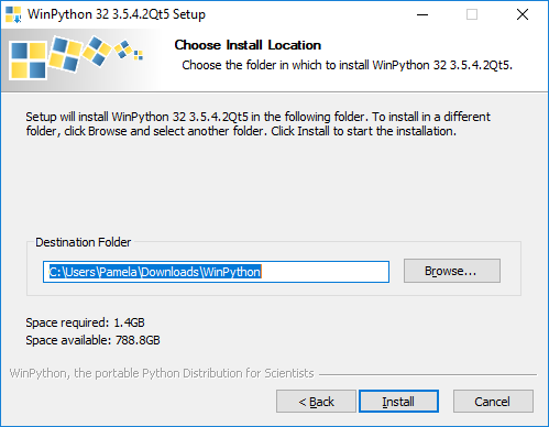 WinPython select installation diectory