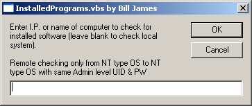 InstalledPrograms name or IP prompt