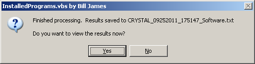 InstalledPrograms save results prompt