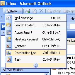 crear un registro de correo en Outlook 2003